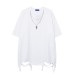 Simple hemline with holes loose men's and women's short sleeves