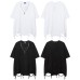 Simple hemline with holes loose men's and women's short sleeves