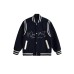 Retro studded embroidered contrasting woolen baseball jersey Retro studded embroidered contrasting woolen baseball jersey