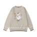 Vintage cute rabbit plush embroidered round neck sweater