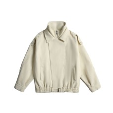 Retro trendy deconstruction double-layer collar PU leather jacket