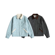 Flip collar design with a Barn style PU leather jacket Flip collar design with a Barn style PU leather jacket