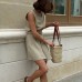 Round Neck Pleated Skirt Solid Color Comfortable Short Skirt Casual Commuting Set for Women