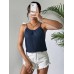 Elastic Waistband Strapless Top for Women Summer Wearable Inner and Outer Loose Casual Vacation Pleated Solid Color Top