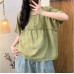 Casual Versatile High-Definition Color Woven Linen Lace Splicing Round Neck Short Sleeve Top Women