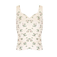 Printed V-Neck Sleeveless Crop Top