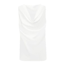 Draped Sleeveless Swing Collar Top