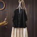Small V-neck Design Colorful Button Three-quarter Sleeve Knitwear Loose Casual Literary Pocket Top