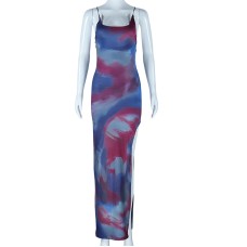Sleeveless Backless Halter Gathered Irregular Skir