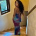 Sleeveless Backless Halter Gathered Irregular Skir