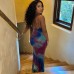 Sleeveless Backless Halter Gathered Irregular Skir