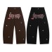 Embroidered curved knife casual men's and women's loose wide leg pants