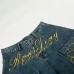 Retro embroidery curved knife denim wide leg pants