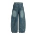 Retro embroidery curved knife denim wide leg pants