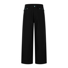 Retro Turquoise Design Slim High-Quality Long Pants