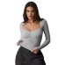 Solid Color Casual Tank with Square Neckline for Women