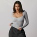 Solid Color Casual Tank with Square Neckline for Women