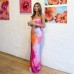 Floral Print Strapless One-Shoulder Waist-Cinching Slim Fitted Dress