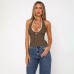 White Lace Frill Halter Backless Design Slimming Tie-Back Camisole