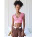 Neckline Camisole Sexy Crop Top for Women Fitted Belly Show