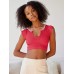 Neckline Camisole Sexy Crop Top for Women Fitted Belly Show