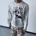 Dirty dye washed T-shirt with long sleeves for men
