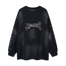 Embroidered and washed T-shirt with fabric long sleeved hoodie Embroidered and washed T-shirt with fabric long sleeved hoodie