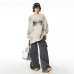 Embroidered and washed T-shirt with fabric long sleeved hoodie