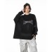 Embroidered and washed T-shirt with fabric long sleeved hoodie