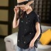 New Chinese Style Oblique Placket Stand Collar Embroidered Hemp Shirt Elegant Short Sleeve Blouse Republican Style Top