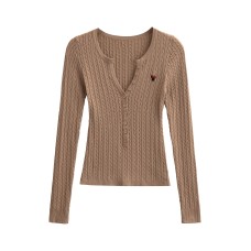 Embroidered single breasted Fried Dough Twists knit
