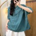 Summer New Casual Versatile Simple Chinese Style Oblique Placket Button Sand-Washed Linen Solid Color Top for Women