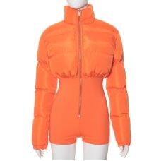 Sexy V-neck one-piece lapel slim fit short jacket