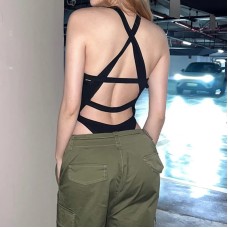 Sexy hot girl backless jumpsuit versatile base top Sexy hot girl backless jumpsuit versatile base top
