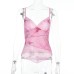 Printed Strapless Top with Lace Trim and Waist Shaping for Women