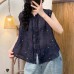 Sweet Style Colorful Heart Embroidery Hemp Lace Trimmed Top