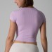 Cotton Tee Round Neck Cotton Short Sleeve T-Shirt Breathable Fitted Wooden