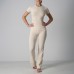 Classic Cotton Jersey Set -Casual Yoga Flare Pants with Short Sleeve 