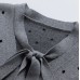 Tie Neck Single Breasted Polka Dot Long Sleeve Loose Women's Knitwear
