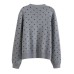 Tie Neck Single Breasted Polka Dot Long Sleeve Loose Women's Knitwear