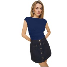 Cross-border Foreign Trade Solid Color High-end Pleated Crop Pure Desire