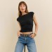 Cross-border Foreign Trade Solid Color High-end Pleated Crop Pure Desire