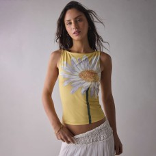 Digital Print Sleeveless Tank Fitted Design Outerwear
