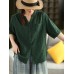 Vintage Polka Dot Printed Cotton Double Gauze Shirt Women's Literary Stand Collar Mid-Sleeve Blouse Loose Slimming Top Summer