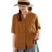 Vintage Polka Dot Printed Cotton Double Gauze Shirt Women's Literary Stand Collar Mid-Sleeve Blouse Loose Slimming Top Summer