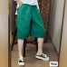 Retro 3D Patchwork Cotton Wide Leg Pants Women Elastic Waist Slimming Casual Capri Shorts Summer