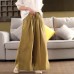 Vintage Thick Hemp Wide-Leg Pants with Heavy Inner Lining and Hemming, Slimming Straight Leg Trousers
