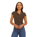 Irregular Knit Button Shoulder T-Shirt Slim Fit Versatile Design V-Neck Short Sleeve