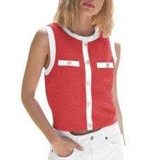 Color Block Knit Button Elegant Slim Sweet Women's Wholesale Color Block Knit Button Elegant Slim Sweet Women's Wholesale