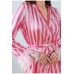 Lace Long Sleeve Long Length Striped Women's Loungewear Set